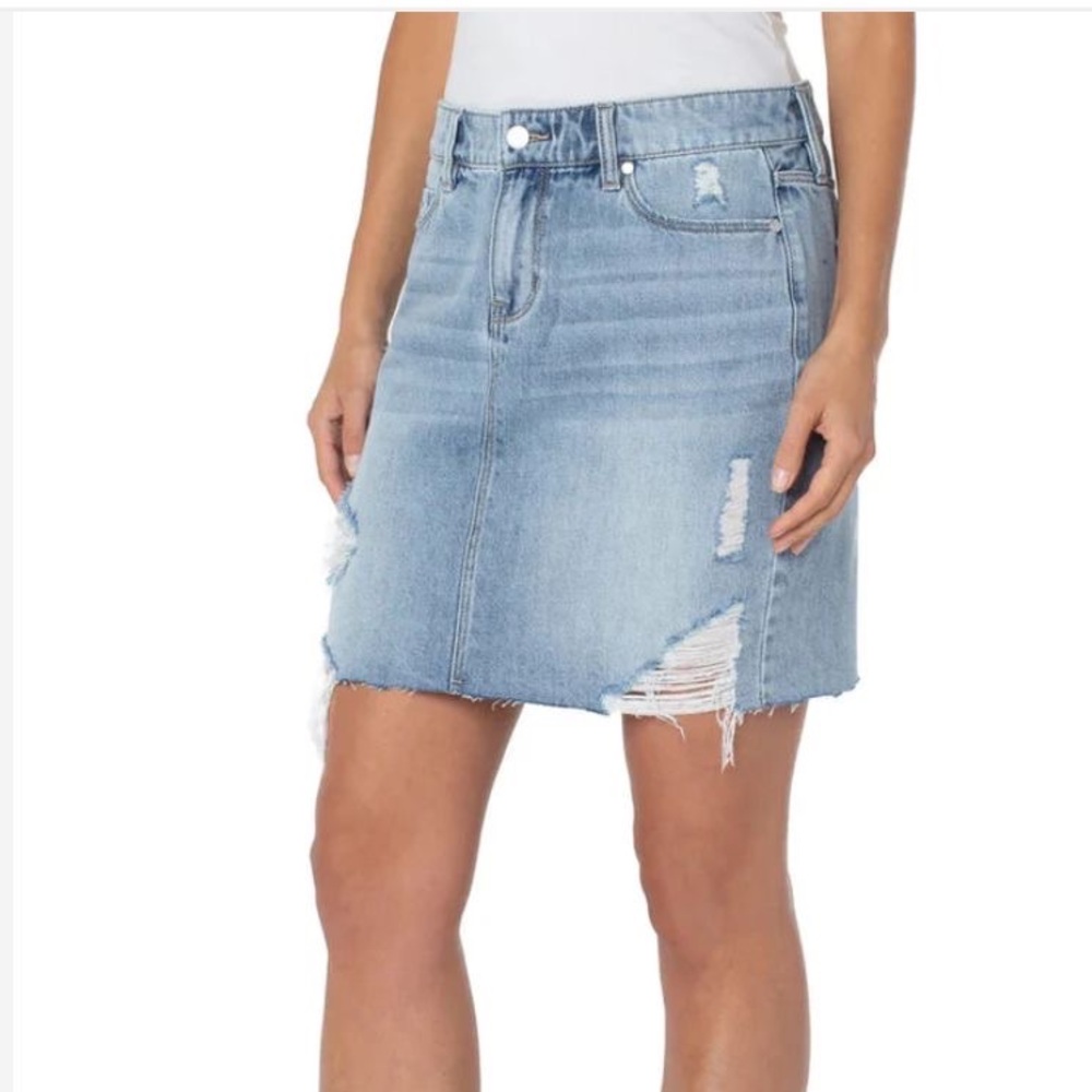 Liverpool Blue Mini Pencil Skirt Casual